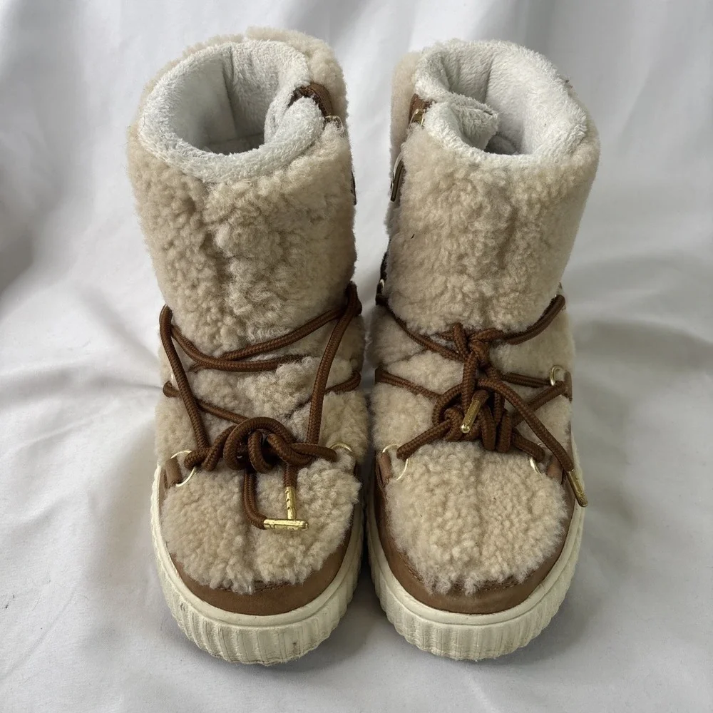 Pajar Canada Ceria In Church Brown/Cream 5/5.5 Waterproof Shearling Snow‎ Boots